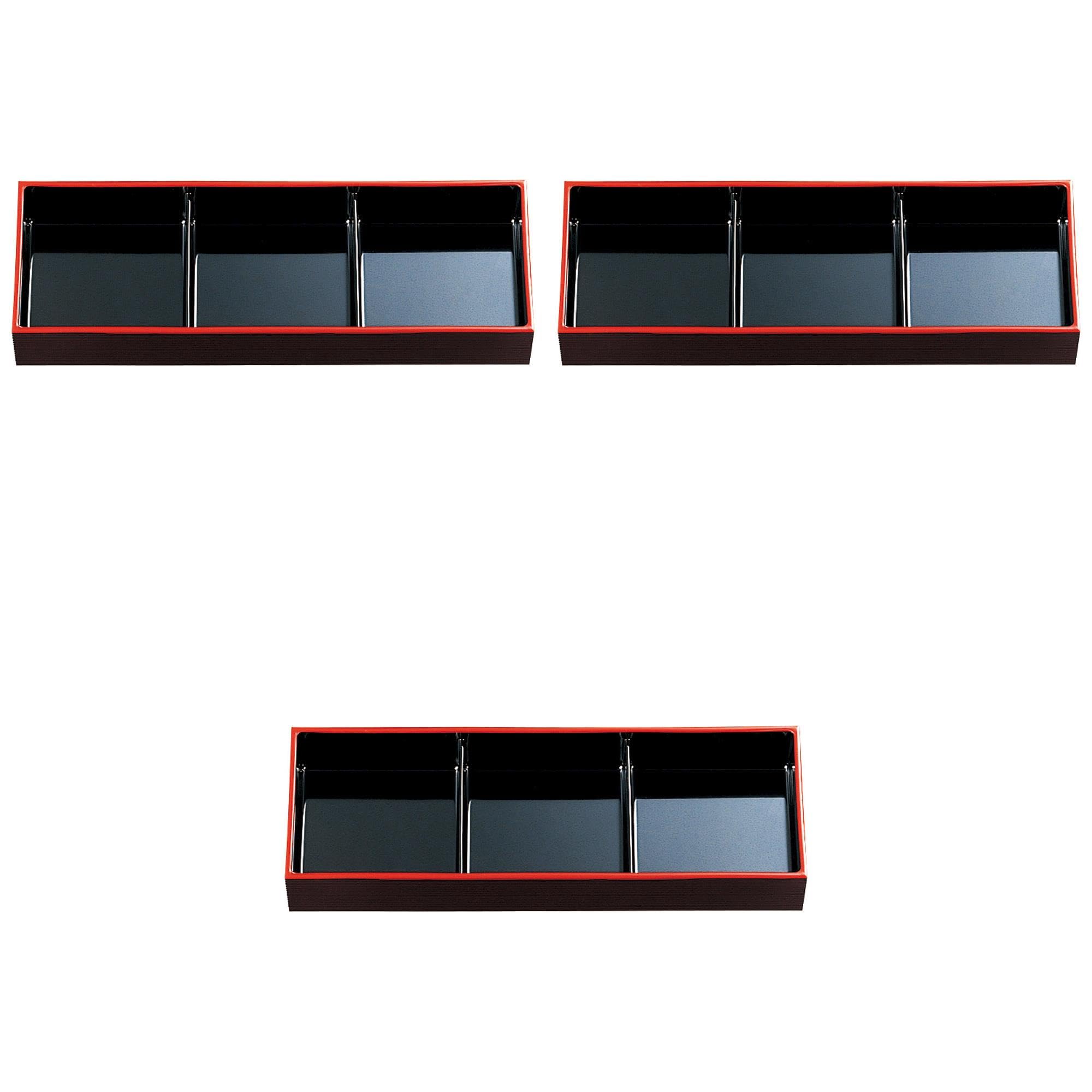 

Set of 3 ABS Daiju Bento Black Red x x Shokado Bento ABS Setomonohonpo [A] Boxes, Three-Cut Divider, Rim, [36.2 12.6 5.7 cm] Boxes, Resin,