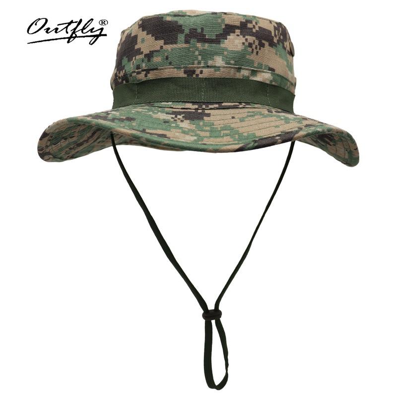 Summer new camouflage bucket hat outdoor sun protection big eaves fishing military training mountaineering visor hat UV protection hat