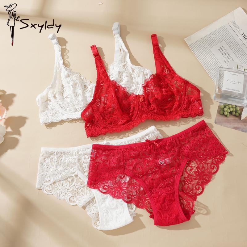 Sexy Underwire Bra Sets Full Lace Non-pad Soft Women Transparent Ultra-thin Push-up Bra Sets