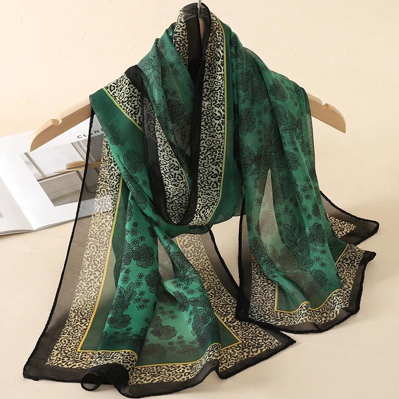 New Print Chiffon Scarf Shawl Women Sunscreen Silk Scarf Turban Long Wrap Beach Travel Outdoor Accessories Trendy Headband