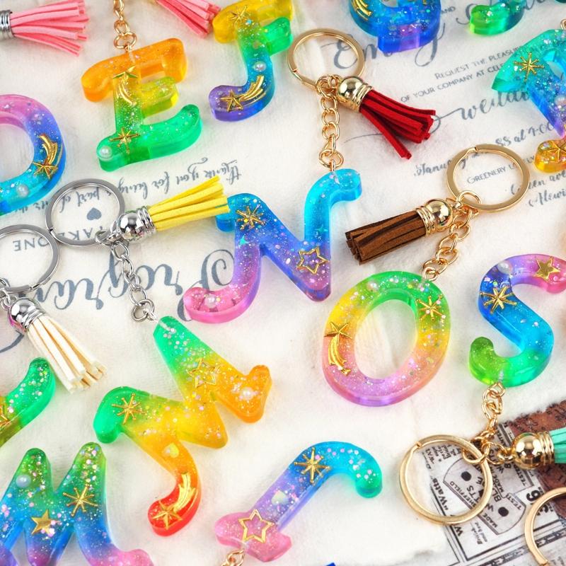 Diy Crystal Resin Drop Glue Alphabet English Word Pendant Keychain Silicone Mirror Handmade Mold Halloween Jewelry