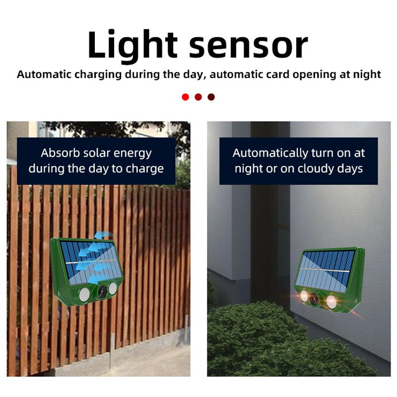 Ultrasonic Cat Dog Repellant With Red White Flash Light Waterproof Solar Powered Animal Deterrent For Orchard/Greenhouse/Garden