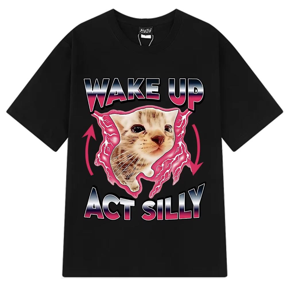 2026 New For Relaxing The Latest Unisexs Pure Cotton Tshirt Cat Meme Breathable Highquality Beach Travel Party Instagram 2k