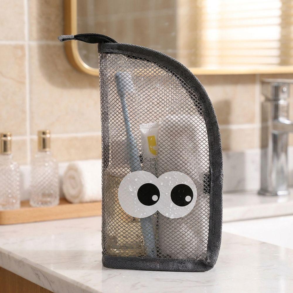 EVA Mesh Folding Makeup Bag Waterproof Zipper Closure Standing Toiletry Bag Vertical Design Large Capacity