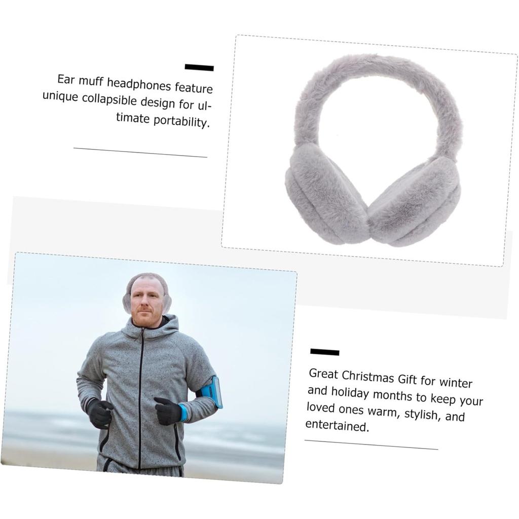 Plush Wireless Headphones, Warm Folding and Portable Computer Fuzzy Headset Women, 5.0 Wireless Earpiece for Autumn and Winter Sport Running