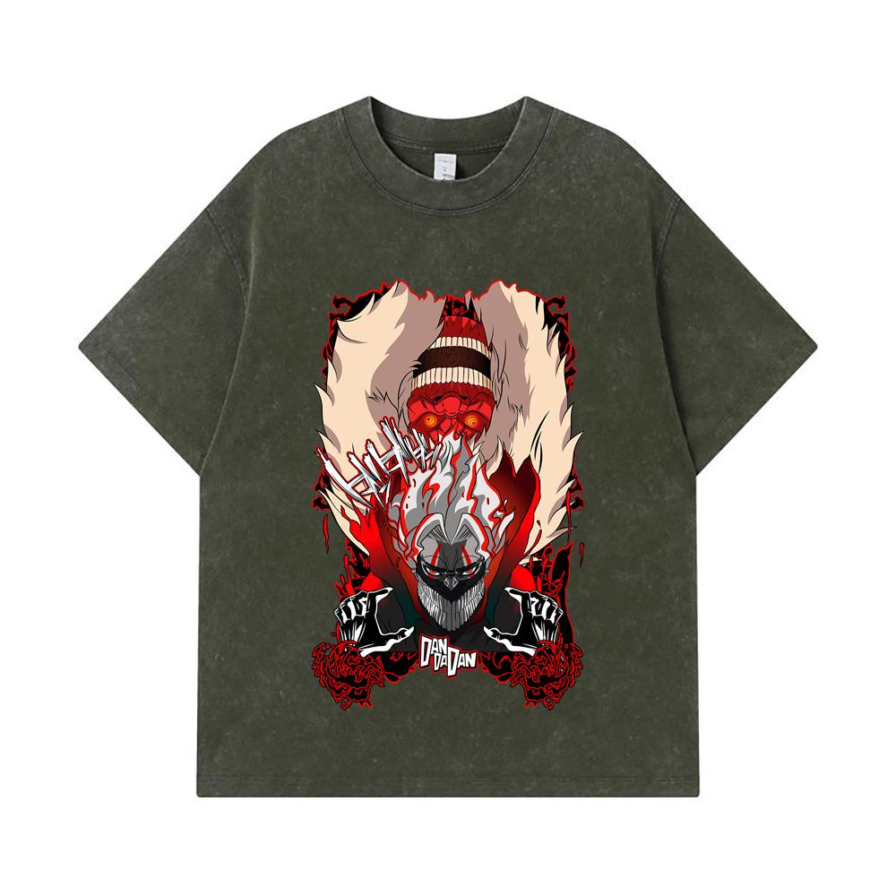 

275 GSM Washed T-shirts 100% Cotton Dandadan V34 Okarun Turbo Print Unisex Heavy Cotton T Shirt S