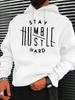 Heavyweight 250gsm Sweater | Slim-Fit Crew Neck Jumper with Stay Humble Stay Hard Print White/Black Casual Winter Wear for All Sea