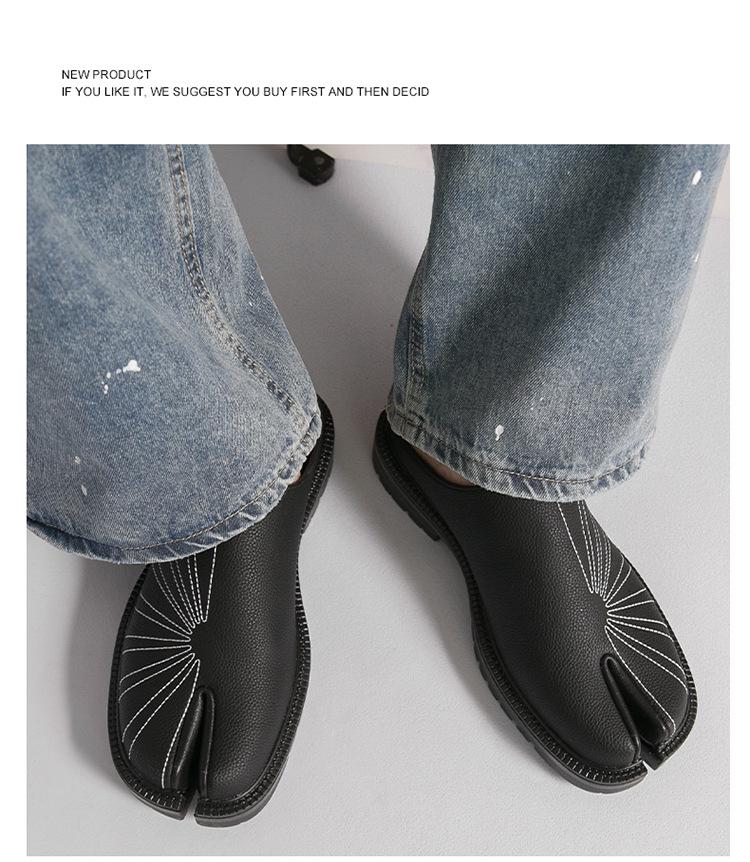 Herren-Loafer im japanischen Stil mit geteilter Zehe, zum Hineinschlüpfen, aus Leder - Lässige Halbschuhe