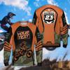Autumn and Winter Men's Motorcycle Riding 3D Printed Crew Neck Long Sleeve T-Shirt