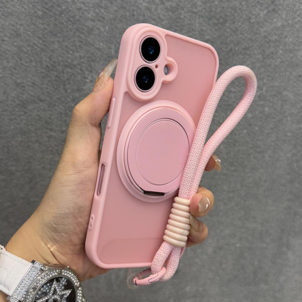 Magnetic Ring Holder Bracket Wrist Strap Case For iPhone 17 16 11 12 13 14 15 Pro Max Plus Shockproof Matte For Magsafe Cover
