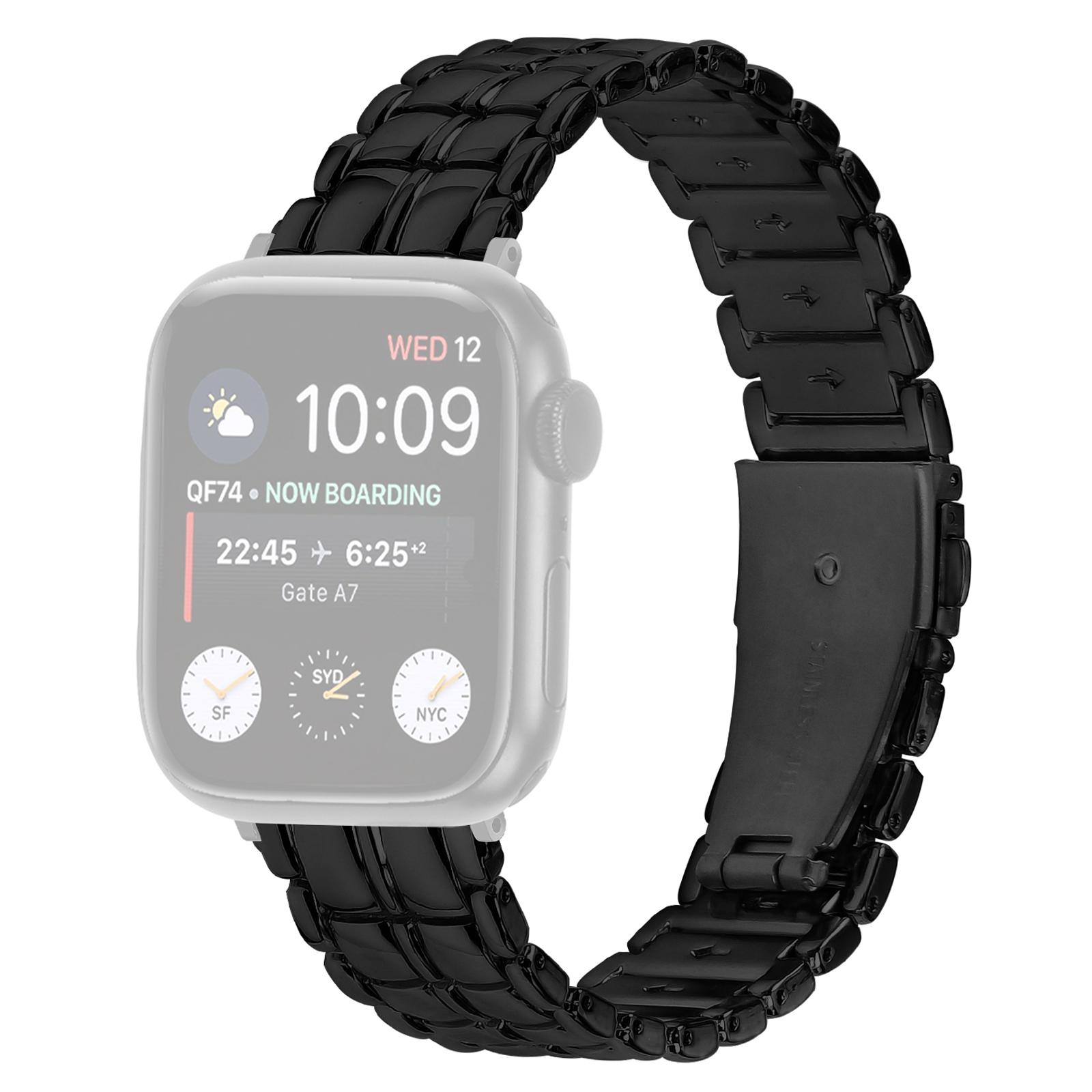 

For Apple Watch Series 10 46mm/Ultra 2 Ultra 49mm/Series 9 8 7 45mm/6 5 4 SE (2023) SE (2022) SE 44mm/3 2 1 42mm Metal Watch Band Wrist Strap Black