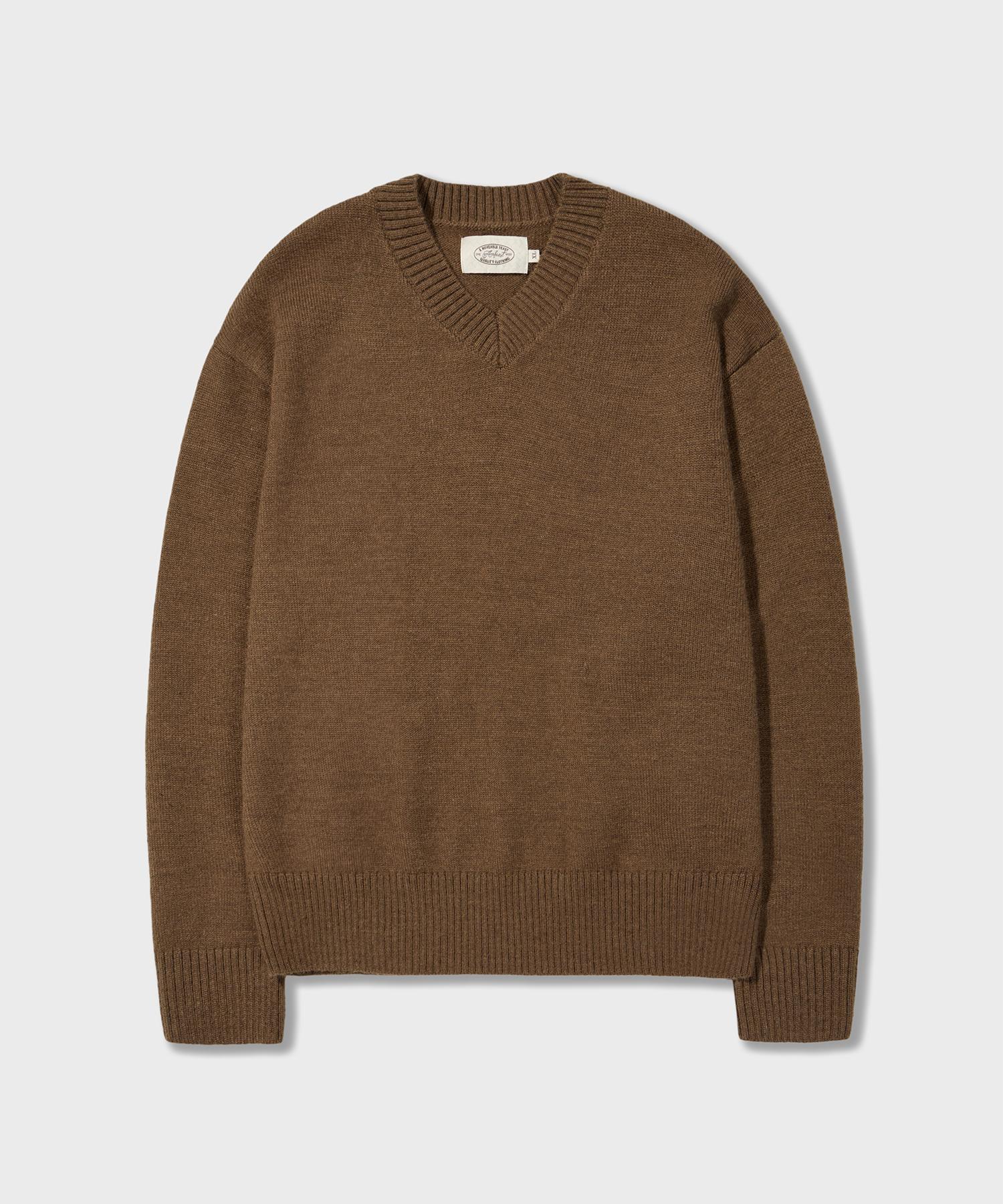 Amphist Essential V-Neck Knit Brown Large