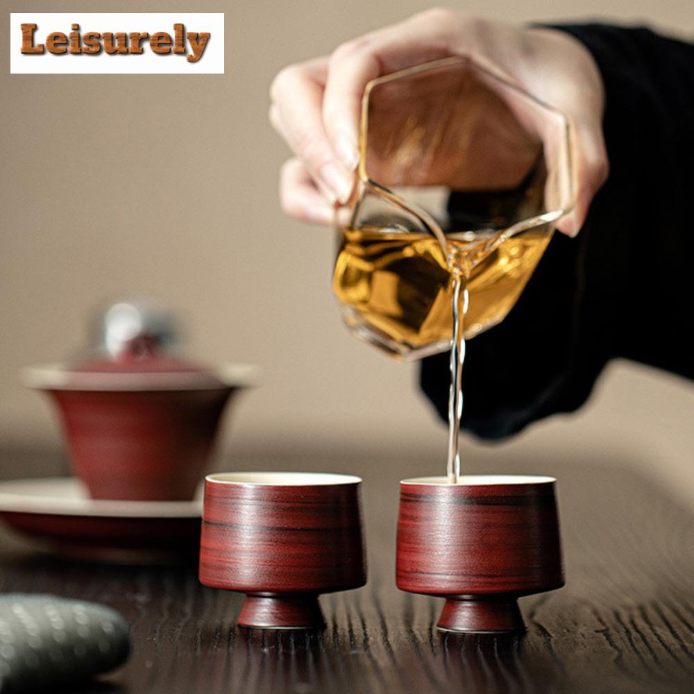 60ml Japanische Fenyin Yin Weißdorn Rote Teetasse Kreative Jade Stehende Tasse Hoher Fuß Keramik Meistertasse Verkostungs-Teeschale Trinkgeschirr