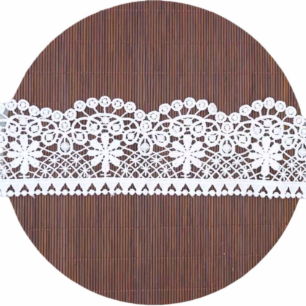 6.5Cm Unilateral Wave Hollow Embroidery Milk Silk Water Soluble Embroidery Lace Curtain Skirt Accessories