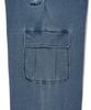 WACKY WILLY Women'S Washed Denim Semi-Wide Cargo Pants Blue