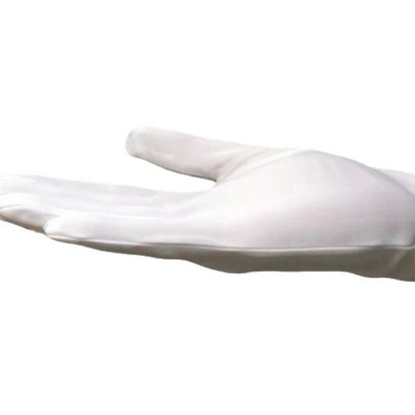 Unisex White Polyester Work Gloves: Three-Ribbed, Nylon Acrylic, Inspection, Thickened, Wear-Resistant.