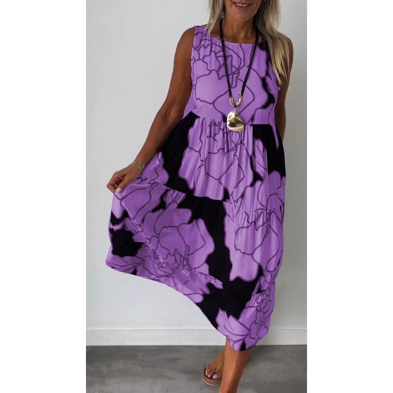 GMXIA Dámská móda léto jaro ležérní šaty bez rukávů s výstřihem do O