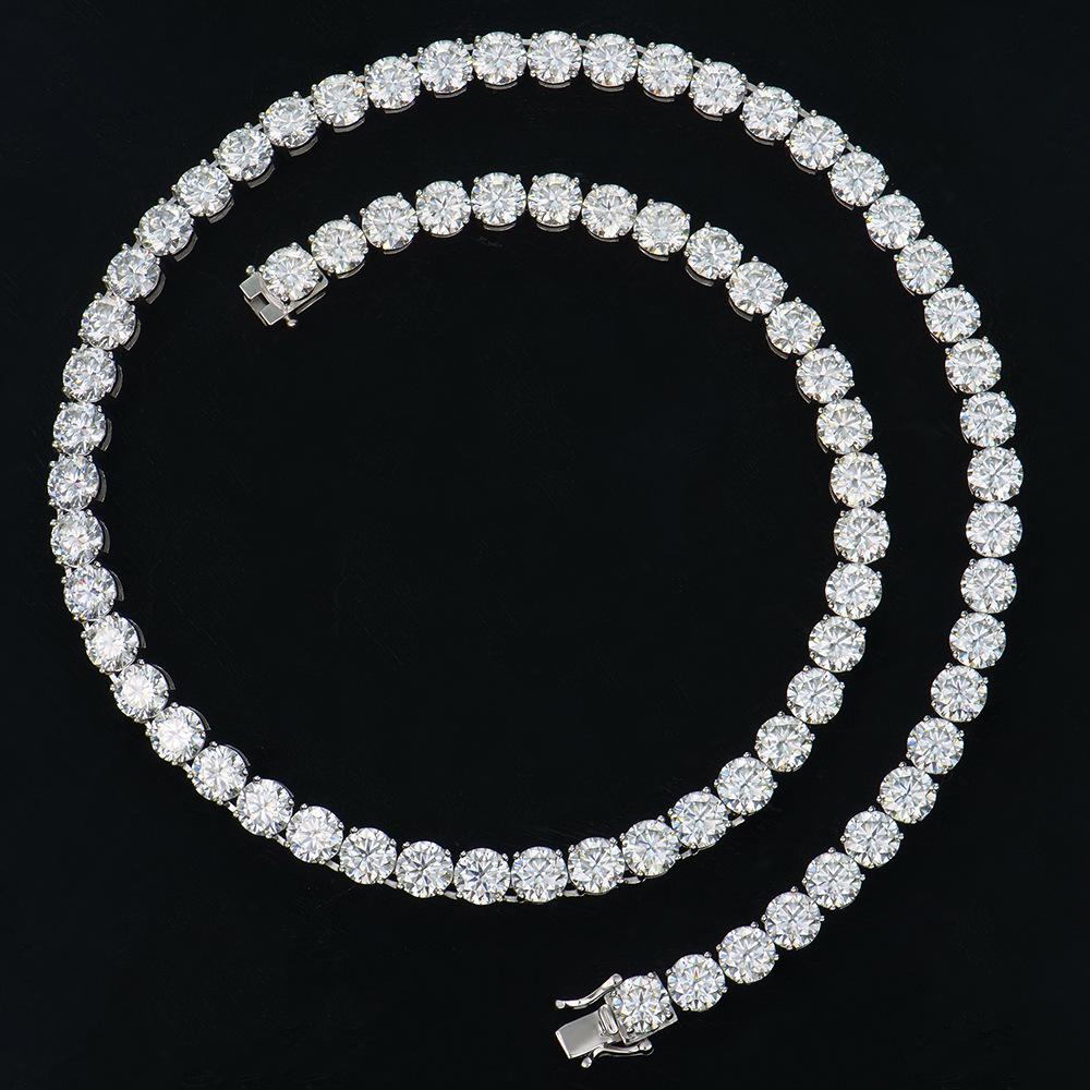 Men's Moissanite Tennis Chain Necklace in Gold-Plated 925 Sterling Silver - Luxurious, Simple Hip Hop Jewelry