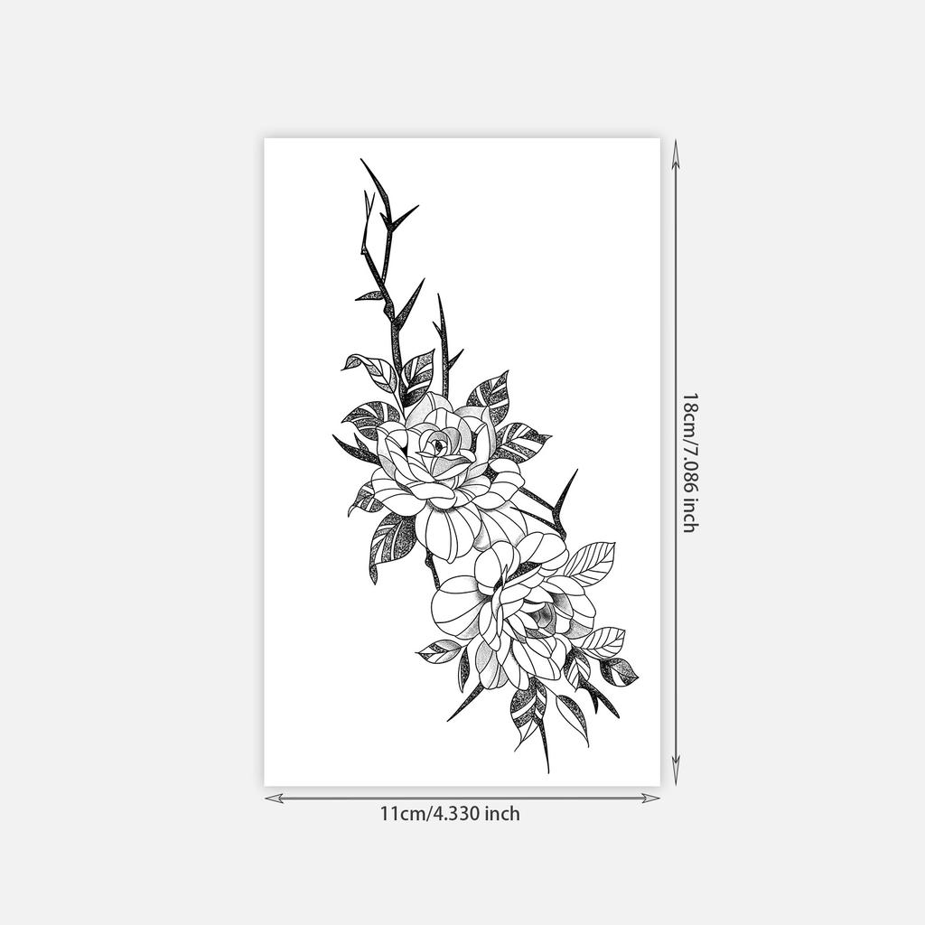 Small Fresh Plain Flower Tattoo Sticker Domineering Retro Arm Leg Tattoo Sticker