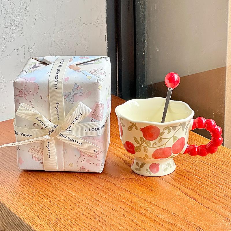 High Value Design Ceramic Mug Cute Fruit Cup Gift Box Girls Coffee Breakfast Cup Birthday Gift