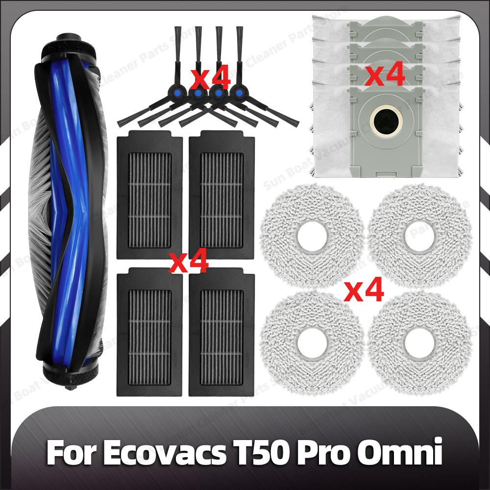 Compatible for Ecovacs T50 Pro Omni Replacement Main Side Brush HEPA Filter Mop Pads Spare Parts Accessories