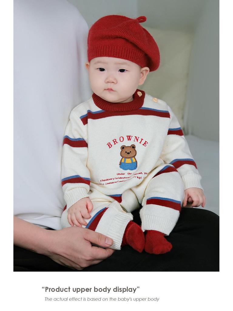 Autumn/Winter Cute Infant & Toddler Knitted Jumpsuit and Sweater for Outdoor Crawling