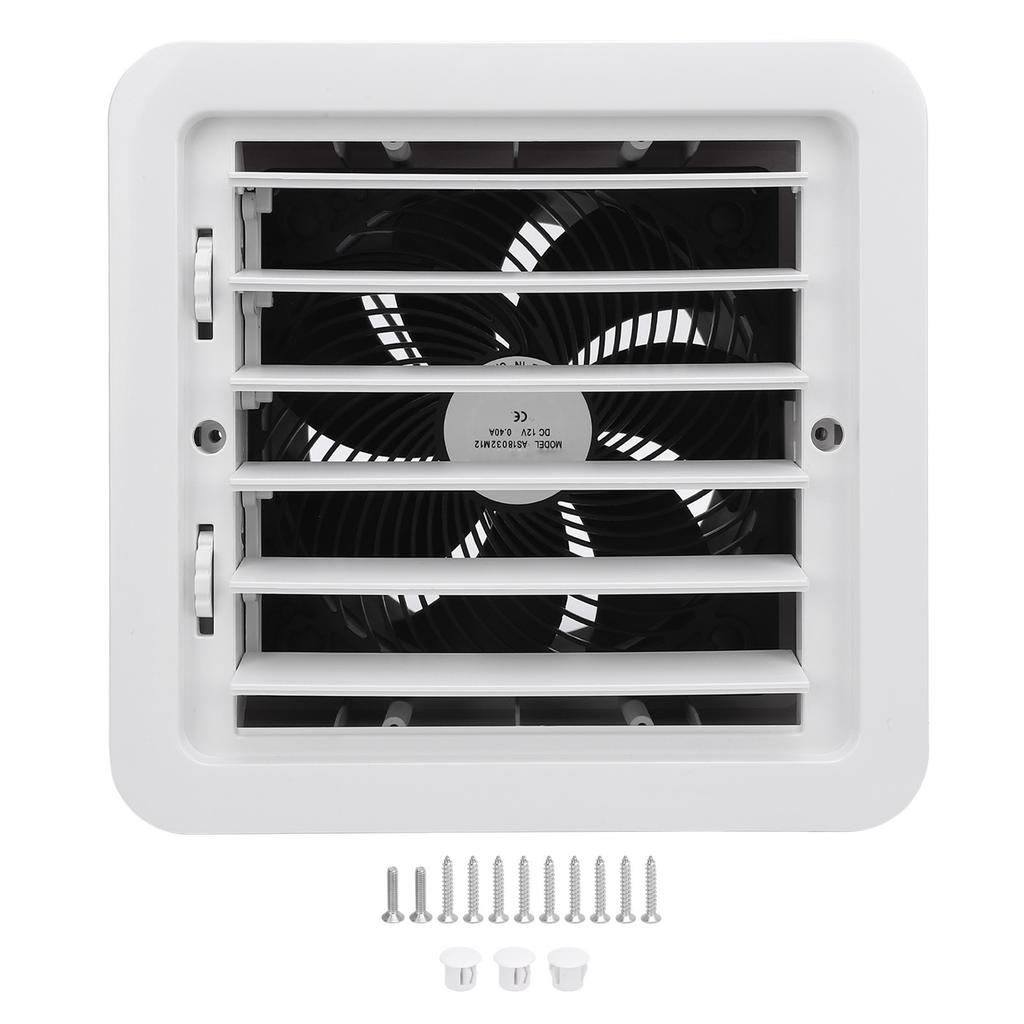RV Side Vent Fan 12V 5W Manual Adjustment Side Ventilation Exhaust Fan for Campervan Trailer Boat Yacht White