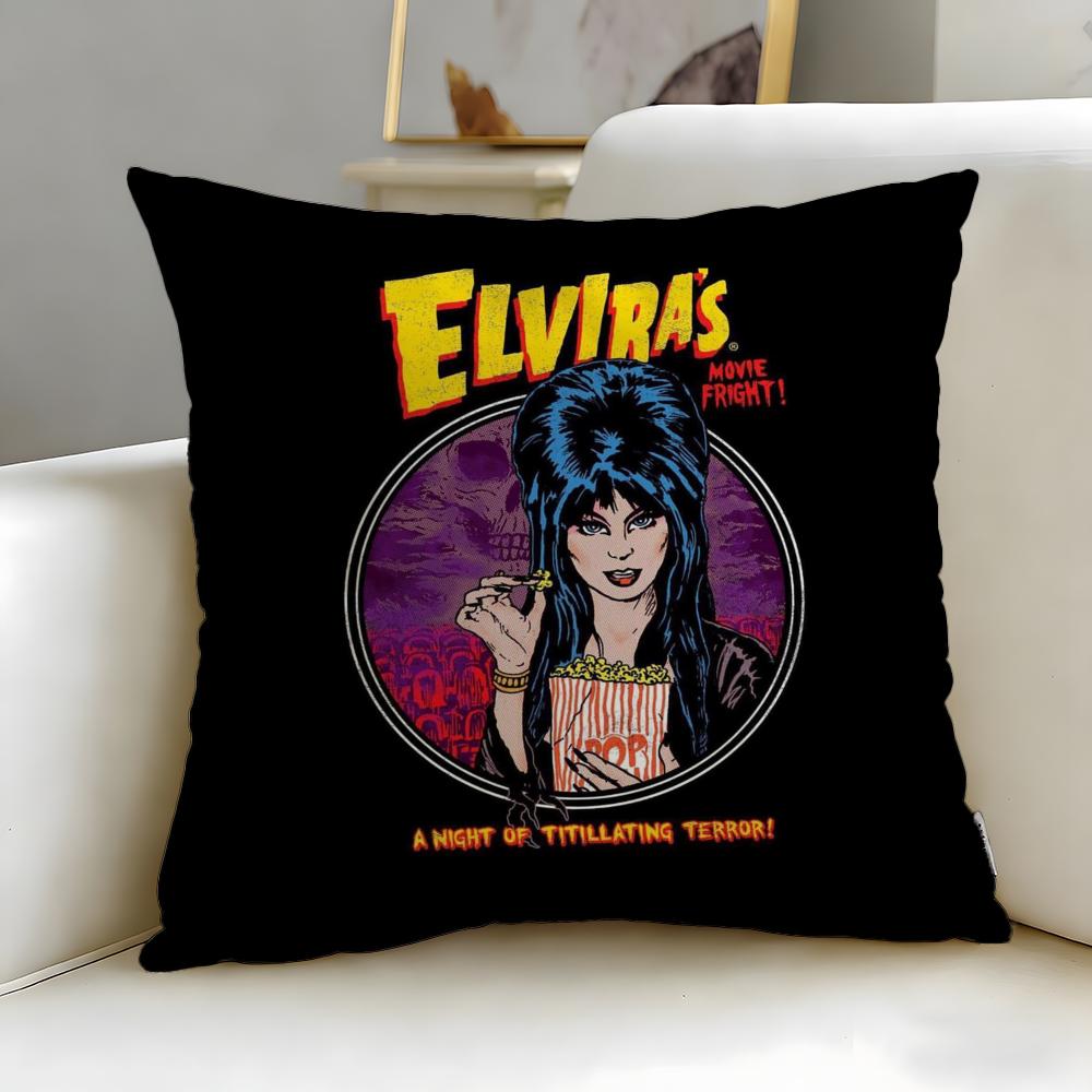 classic movie character Elvira Cushion Cover Soft  EasyWash Pillow Case  Versatile for Couch Bed Travel and Office