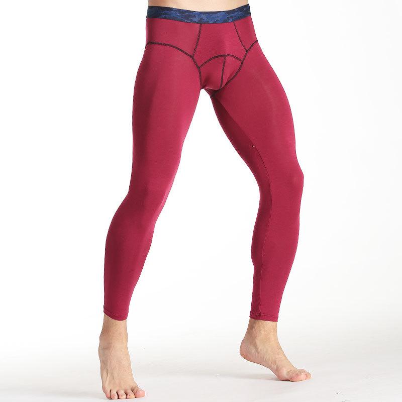 Men's Solid Color Mid-Waist Thermal Leggings - Comfortable, Slim-Fit, Cold-Resistant Autumn/Winter Wear