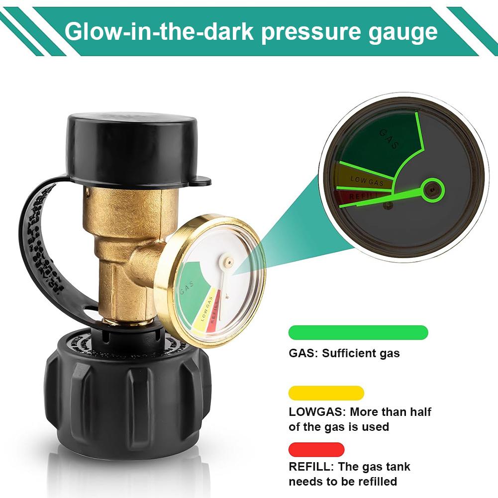Propane Tank Gauge Level Indicator Color Coded Universal Propane Gauge Gas Pressure Meter Brass Propane Gas Gauge for BBQ Grill