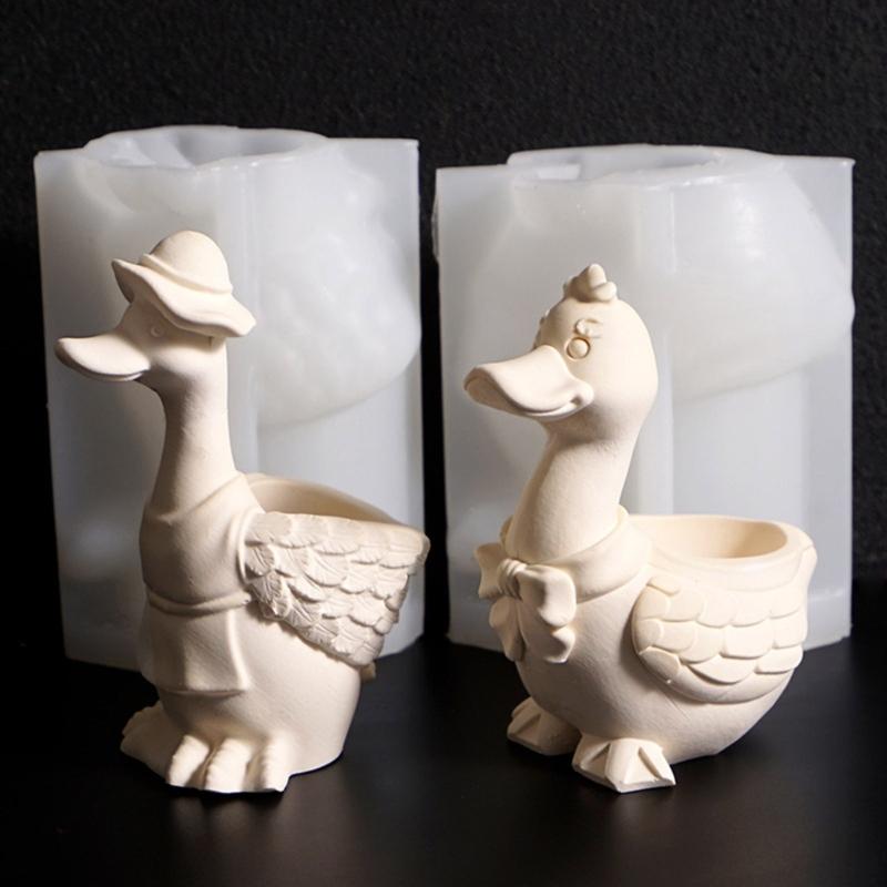 Kreative Entenform Silikonform zum Basteln Blumentopf Schmuckbehälter Kerzenhalter Glatte Innenseite Einfaches Entformen