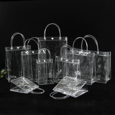 10/20 pièces/lot Sacs Tote Cadeau Emballage en PVC Souple Transparent avec Poignée Boucle Sac à Main en Plastique Transparent Sac à Cosmétiques