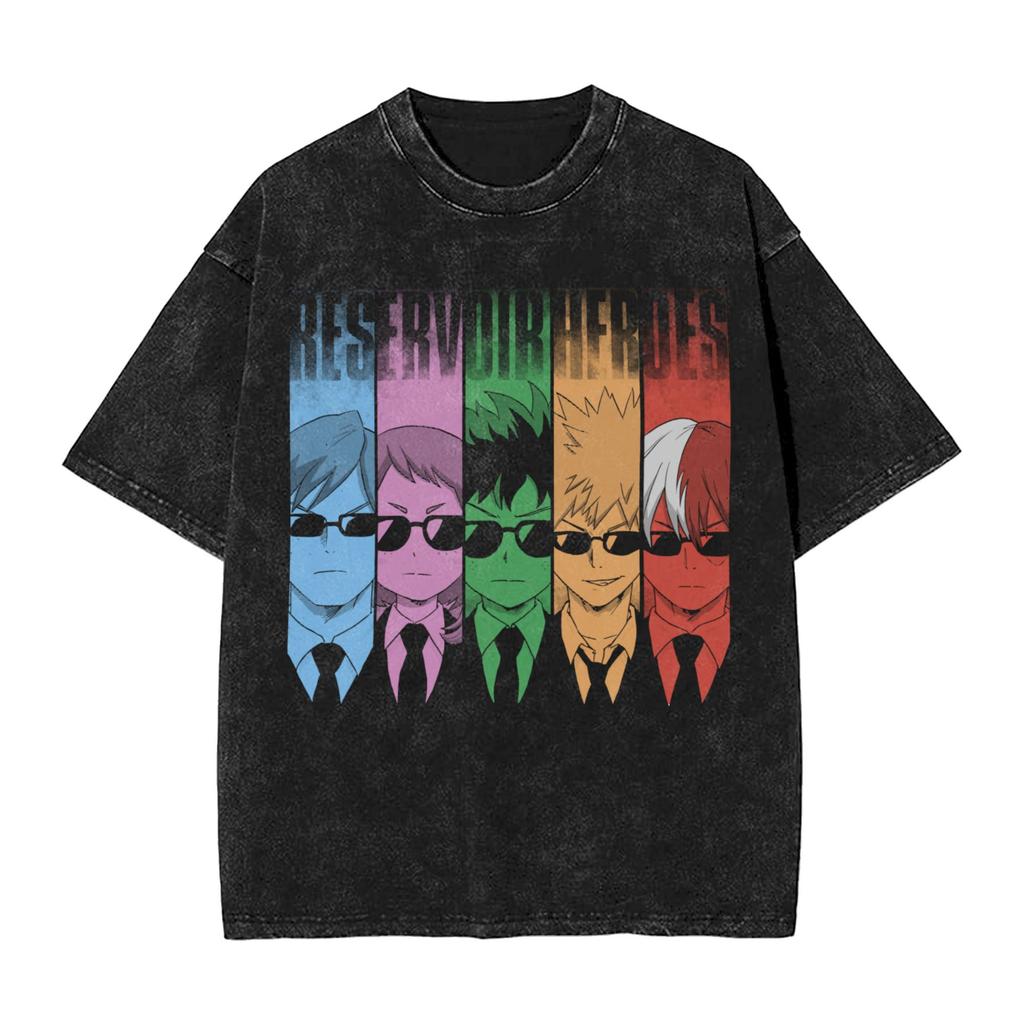 My Hero Academia Aizawa Shouta Anime Design Washed T Shirts Hip Hop Vintage T-Shirt Boku Tees Tops 100% Cotton Harajuku Unisex