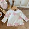 Jaydyequ Baby Pajamas Lightweight Long White Heart 90cm Set, Spring/Summer/Autumn, Cotton, Sleeve, Girls' Loungewear, Print,