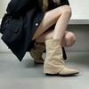 South Korea's new autumn and winter retro high heels French pointed short boots Western knight cowboy boots