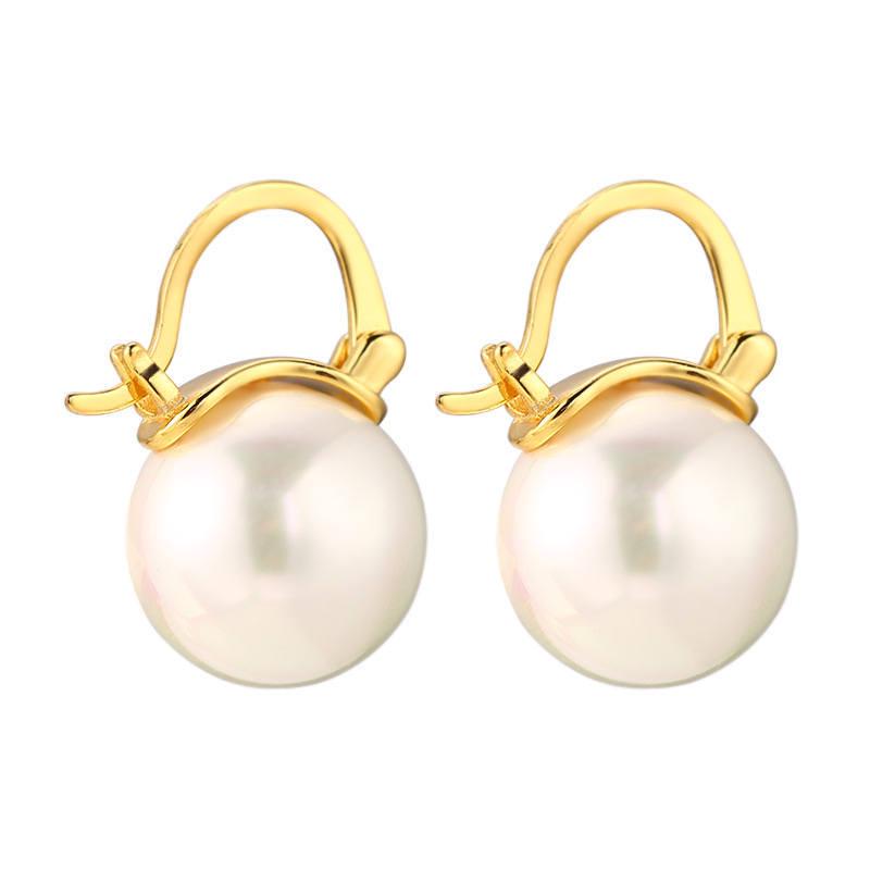 S925 Silber Diamant Geometrisch Koreanische Blume Perlenohrringe