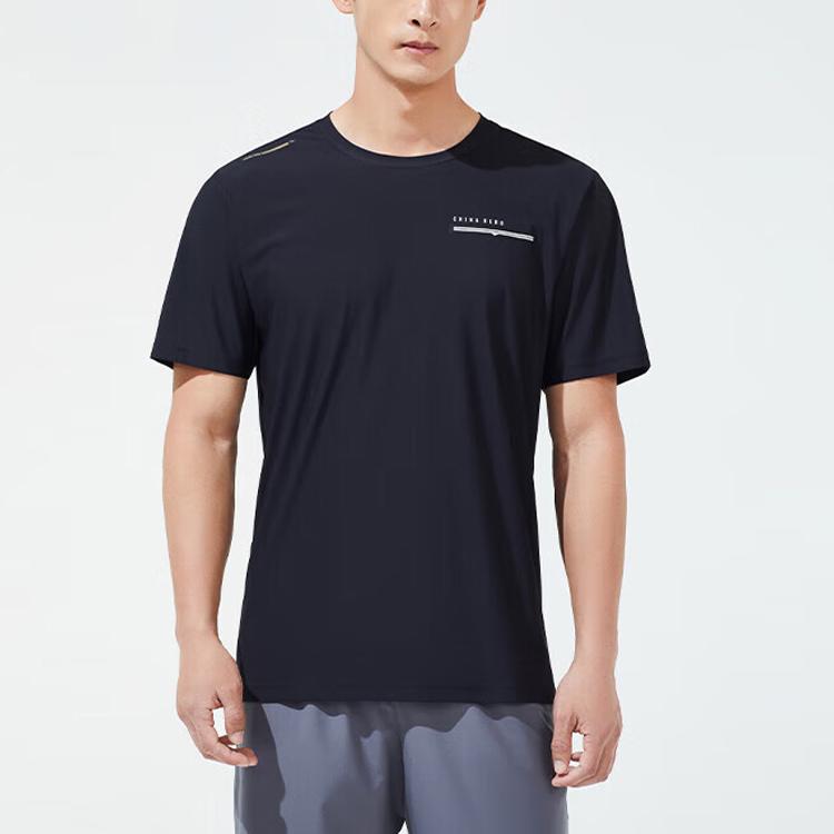 Anta Training Series Solid Color Round Neck Short Sleeve T-Shirt Men Tops Black 152327155-2