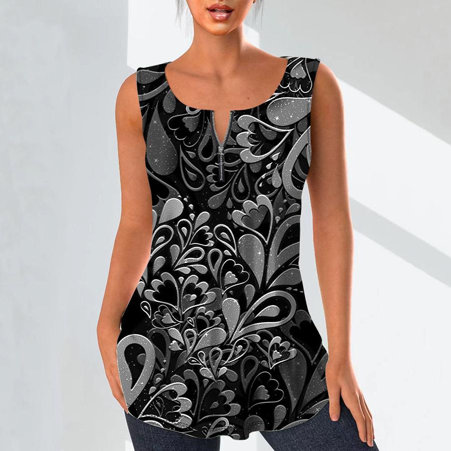 Dámská móda Košile s výstřihem do V Ležérní topy Tričko Dámské 3D retro vzor potisk Vesta Halenka velké velikosti bez rukávů Tílka