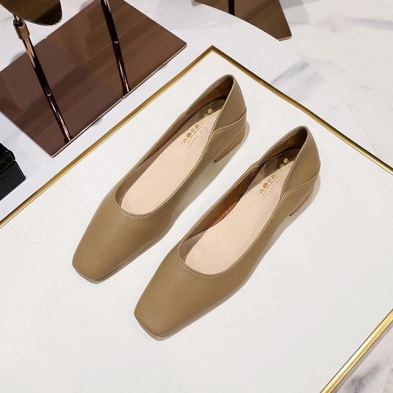 Super Soft! Daily Commuting Single Shoe Temperament Korean Spring Square Head Shallow Mouth Comfortable Retro Simple One-pedal Grandma Shoes