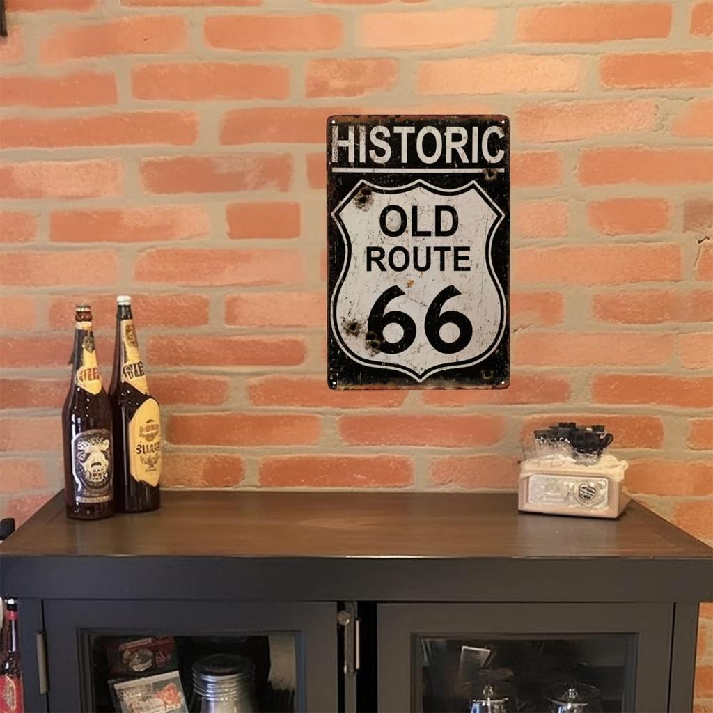 Vintage Historic Old Rout66 Tin Sign Metal Poster Wall Decor For Bar Restaurants Garage Workshop Cafe Club Plaque Man Cave Wall