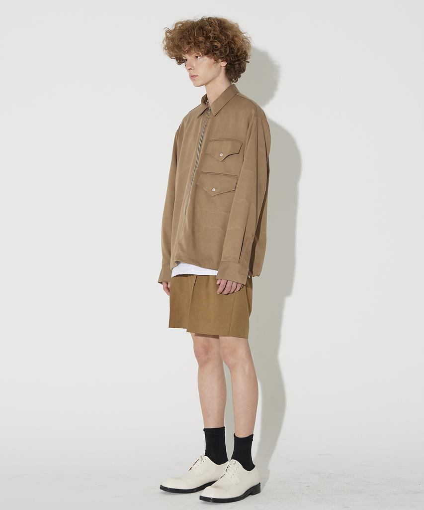 Millin Zipper-To-Pocket Shirt Jacket (Brown)