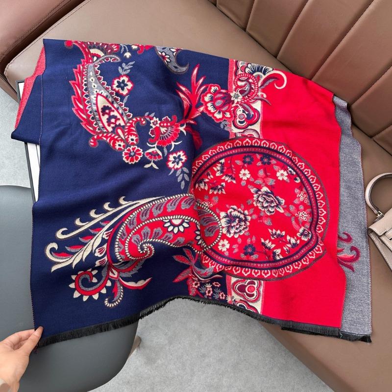 Retro Jacquard Scarf Girl Mother Gift Autumn and Winter Imitation Cashmere Warm Thickened Versatile Scarf Shawl Dual-purpose