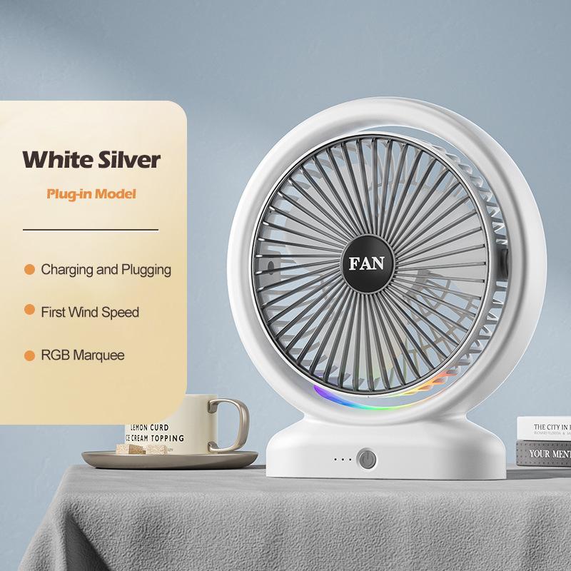 

Настольный небольшой вентилятор Портативный USB-зарядный большой воздушный вентилятор Домашний настольный небольшой вентилятор Бесшумный вентилятор для офиса Общежитие Студент Спальня Plug in серебряный
