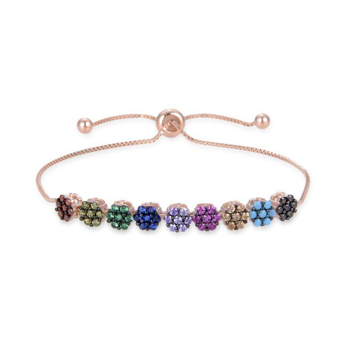 Bracelet - Jusit - Argent 925 - Zircone Multicolore - Finition or Rose 18K - 3,6g
