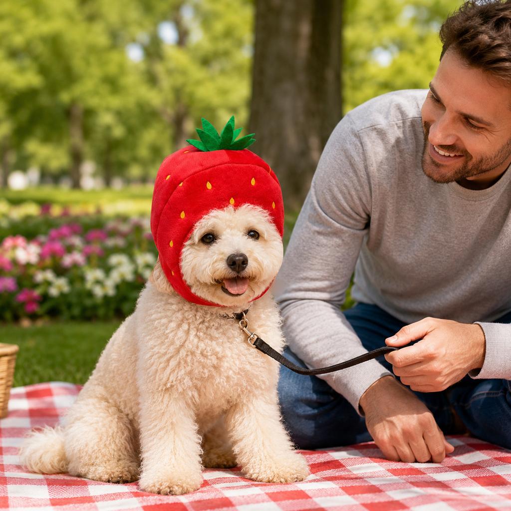 Pet Strawberry Costume Hat for Cats Dogs Cute Headpiece