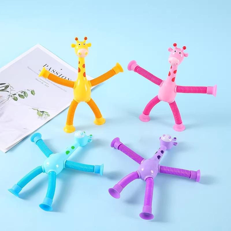 Giraffe Suction Cup Telescopic Stretch Tube Toy for Kids - Educational, Luminous, Parent-Child Interaction, Decompression