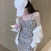 Summer Retro Temperament Small Slim and Thin Hip Skirt Women's New Sexy Suspender Floral Dress