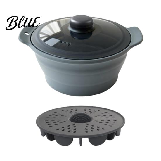 Reusable Air Fryer Steaming Accessory Foldable Silicone Microwave Steamer Collapsible Steamer Bowl Nonstick Easy Clean Steam Insert Heat-Resistant