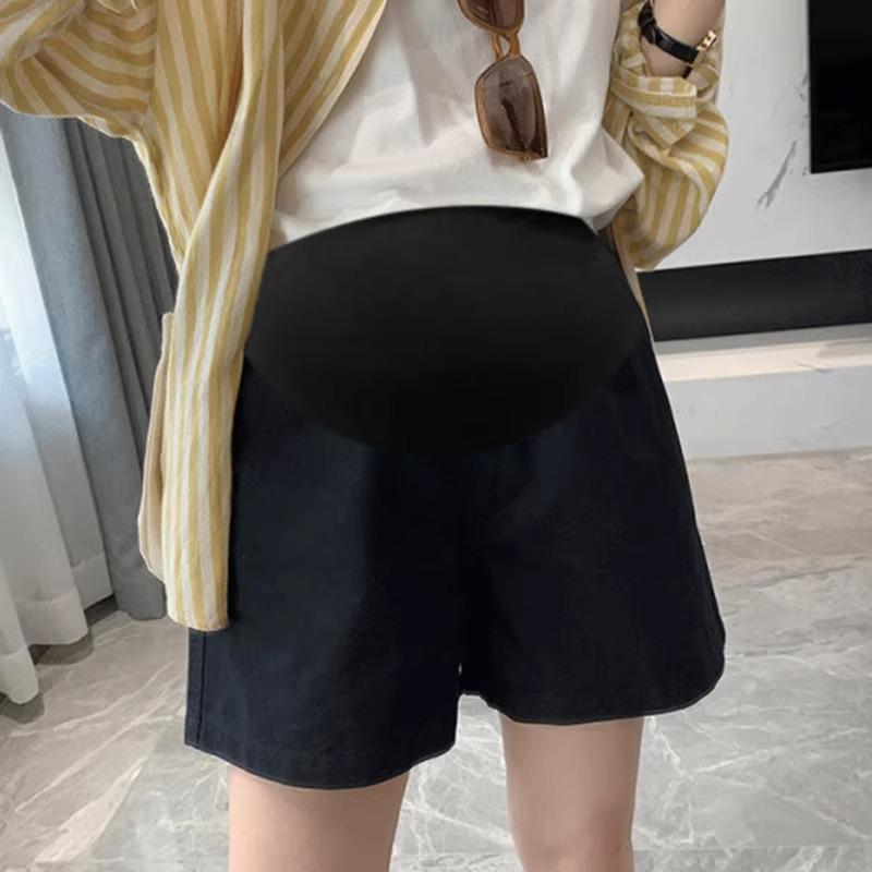 Petite Maternity Denim Wide-Leg Shorts - Summer Casual Plus Size Layer Large [110-135 lbs]