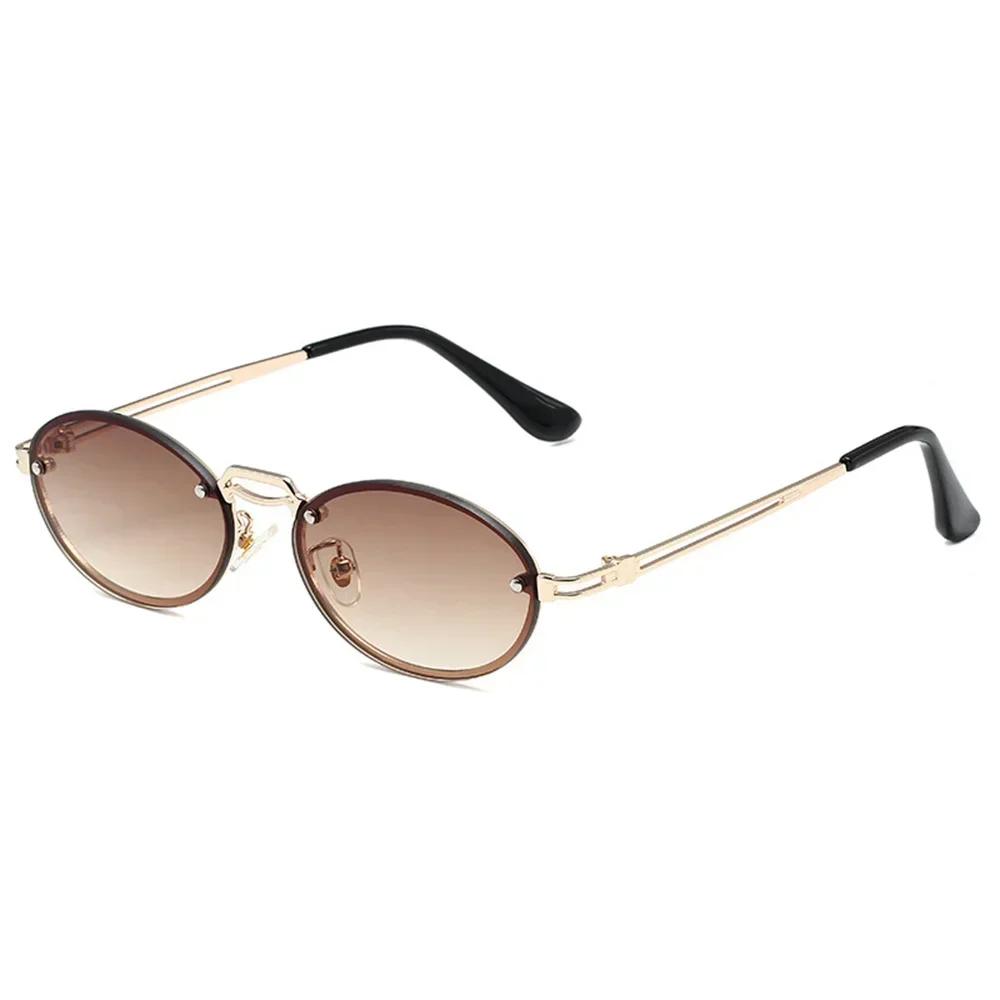 Popular Fashion Sunglasses for Women Men Shades Oval Sun Glasses for Female Male Summer Traveling UV400 Rimless Sunglass Eyewear
